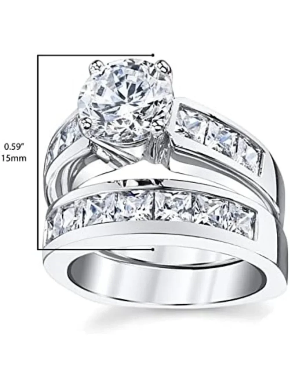 Stunning 2 Carat Sterling Silver Bridal Set - Cubic Zirconia Engagement